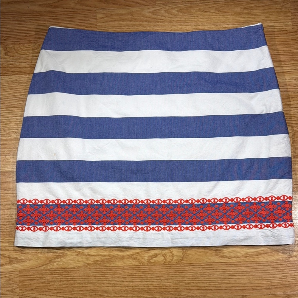 Vineyard Vines Navy and White Striped Skirt w/orange sz 8